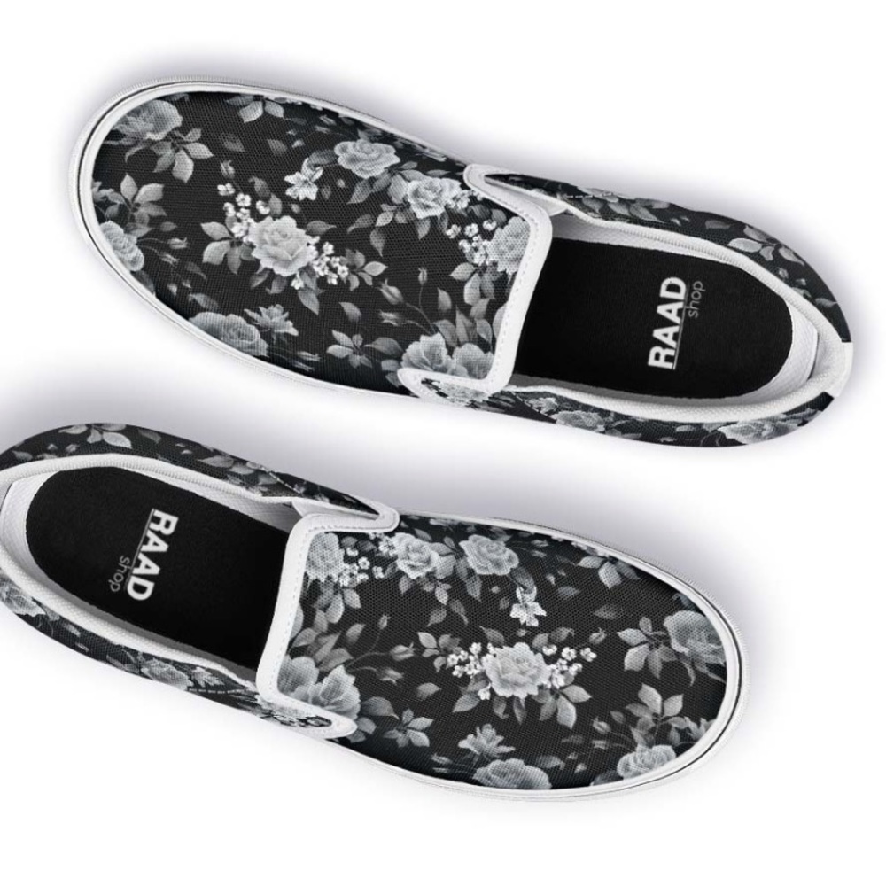 RAAD black and white roses men’s sneakers